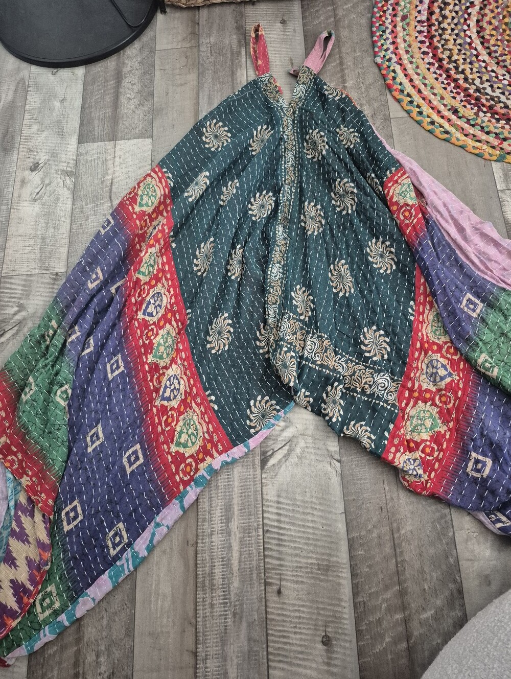 Custom High Quality Kantha Jumpsuit Reversible Harem Bohemian Patchwork L-XXL - Picture 14 of 14